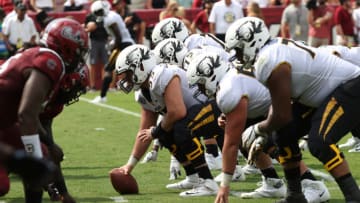 COLUMBIA, SC - OCTOBER 06: The Missouri offense ready to start a play during a college football game between the Missouri Tigers and the South Carolina Gamecocks on October 6, 2018, at Williams-Brice Stadium in Columbia, SC. (Photo by John Byrum/Icon Sportswire via Getty Images)
