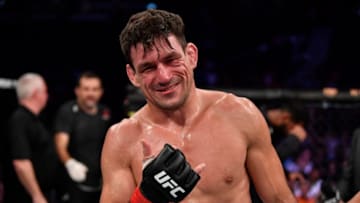 SINGAPORE, SINGAPORE - OCTOBER 26: Demian Maia of Brazil celebrates his submission victory over Ben Askren in their welterweight bout during the UFC Fight Night event at Singapore Indoor Stadium on October 26, 2019 in Singapore. (Photo by Jeff Bottari/Zuffa LLC via Getty Images)