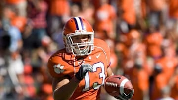 CLEMSON, SC - OCTOBER 20: Tyler Grisham #13 of the Clemson Tigers breaks free for a first down against the Central Michigan Chippewas at Memorial Stadium on October 20, 2007 in Clemson, South Carolina. (Photo by Rex Brown/Getty Images)