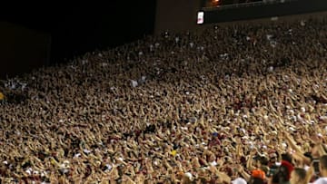 TALLAHASSEE, FL - OCTOBER 10: Florida State Seminoles fans cheer during a game against the Miami Hurricanes at Doak Campbell Stadium on October 10, 2015 in Tallahassee, Florida. (Photo by Mike Ehrmann/Getty Images)