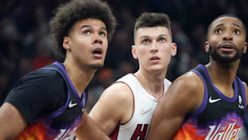 Phoenix Suns, Mikal Bridges, Cameron Johnson. Mandatory Credit: Joe Camporeale-USA TODAY Sports