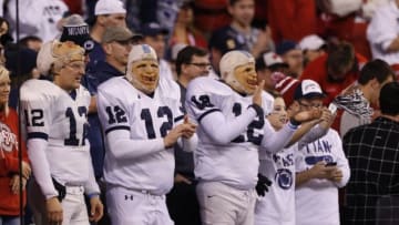Dec 3, 2016; Indianapolis, IN, USA; Penn State Nittany Lions fans in the first half during the Big Ten Championship college football game against the Wisconsin Badgers at Lucas Oil Stadium. Mandatory Credit: Brian Spurlock-USA TODAY Sports