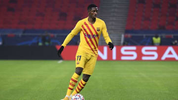 Barcelona's Ousmane Dembele. (Photo by ATTILA KISBENEDEK / AFP) (Photo by ATTILA KISBENEDEK/AFP via Getty Images)