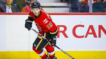 Nov 10, 2016; Calgary, Alberta, CAN; Calgary Flames left wing Johnny Gaudreau (13) skates against the Dallas Stars during the third period at Scotiabank Saddledome. Dallas Stars won 4-2. Mandatory Credit: Sergei Belski-USA TODAY Sports