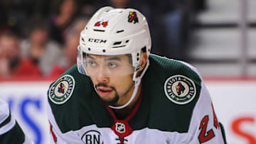 CALGARY, AB - DECEMBER 6: Matt Dumba #24 of the Minnesota Wild in action against the Calgary Flames during an NHL game at Scotiabank Saddledome on December 6, 2018 in Calgary, Alberta, Canada. (Photo by Derek Leung/Getty Images)
