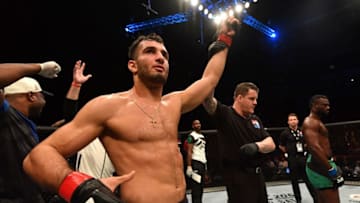 BELFAST, NORTHERN IRELAND - NOVEMBER 19: Gegard Mousasi of Iran celebrates his TKO victory over Uriah Hall of Jamaica in their middleweight bout during the UFC Fight Night at the SSE Arena on November 19, 2016 in Belfast, Northern Ireland. (Photo by Brandon Magnus/Zuffa LLC/Zuffa LLC via Getty Images)