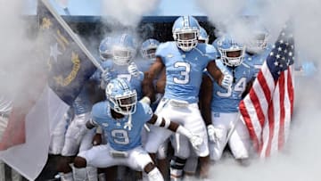 CHAPEL HILL, NC - SEPTEMBER 22: The North Carolina Tar Heels wait to take the field against the Pittsburgh Panthers during their game at Kenan Stadium on September 22, 2018 in Chapel Hill, North Carolina. (Photo by Grant Halverson/Getty Images)