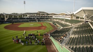 FT. MYERS, FL - MARCH 23: A general view during a press conference announcing the signing of Trevor Story #10 to a six-year contract through 2027 during a spring training team workout on March 23, 2022 at jetBlue Park at Fenway South in Fort Myers, Florida. (Photo by Billie Weiss/Boston Red Sox/Getty Images)