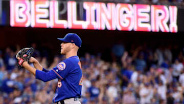 LOS ANGELES, CA - JUNE 19: Zack Wheeler #45 of the New York Mets reacts after a second homerun of the game to Cody Bellinger #35 of the Los Angeles Dodgers to trail 7-0 during the second inning at Dodger Stadium on June 19, 2017 in Los Angeles, California. (Photo by Harry How/Getty Images)