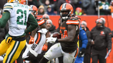 CLEVELAND, OH - DECEMBER 10, 2017: Running back Isaiah Crowell