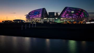 SOCHI, RUSSIA - JUNE 09: (EDITORS NOTE: This image was created with a graduated neutral density filter) The Fisht Stadium is seen during sunset prior to the start of the FIFA 2018 World Cup on June 9, 2018 in Sochi, Russia (Photo by Buda Mendes/Getty Images)
