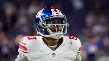 Oct 3, 2016; Minneapolis, MN, USA; New York Giants wide receiver Victor Cruz (80) looks on against the Minnesota Vikings at U.S. Bank Stadium. The Vikings defeated the Giants 24-10. Mandatory Credit: Brace Hemmelgarn-USA TODAY Sports