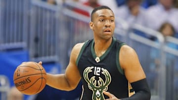 Apr 11, 2016; Orlando, FL, USA; Milwaukee Bucks forward Jabari Parker (12) brings the ball down court during the first quarter of a basketball game against the Orlando Magic at Amway Center. Mandatory Credit: Reinhold Matay-USA TODAY Sports
