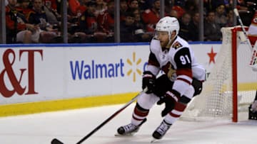 SUNRISE, FL - JANUARY 07: Arizona Coyotes left wing Taylor Hall (91) in action against the Florida Panthers during the first period on January 07, 2020, at the BB&T Center in Sunrise, Florida. (Photo by Douglas Jones/Icon Sportswire via Getty Images)