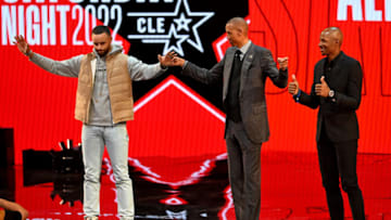 Steph Curry and Reggie Miller, 2022 All-Star Weekend (Photo by Jason Miller/Getty Images)