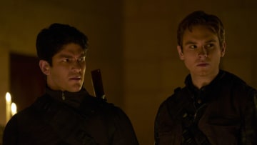 Gotham Knights -- “City of Owls” -- Image Number: GTK112_0283r -- Pictured (L - R): Rahart Adams as Brody March and Oscar Morgan as Turner Hayes -- Photo: Amanda Mazonkey/The CW -- © 2023 The CW Network, LLC. All Rights Reserved.