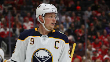 DETROIT, MICHIGAN - OCTOBER 25: Jack Eichel #9 of the Buffalo Sabres skates against the Detroit Red Wings at Little Caesars Arena on October 25, 2019 in Detroit, Michigan. (Photo by Gregory Shamus/Getty Images)