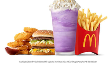 McDonald's first purple shake for Grimace's birthday, photo provided by McDonald's