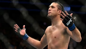 LAS VEGAS, NV - MARCH 03: Brian Ortega celebrates after knocking out Frankie Edgar in their featherweight bout during the UFC 222 event inside T-Mobile Arena on March 3, 2018 in Las Vegas, Nevada. (Photo by Brandon Magnus/Zuffa LLC/Zuffa LLC via Getty Images)