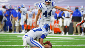Duke football kicker Charlie Ham (Mandatory Credit: Rich Barnes-USA TODAY Sports)