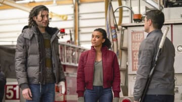 CHICAGO FIRE -- "Fault In Him" Episode 716 -- Pictured: (l-r) Daniel McEvilly as Frank, Annie Ilonzeh as Emily Foster -- (Photo by: Parrish Lewis)
