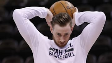 Dec 23, 2016; Salt Lake City, UT, USA; Utah Jazz forward Gordon Hayward (20) warms up prior to their game against the Toronto Raptors at Vivint Smart Home Arena. Mandatory Credit: Jeff Swinger-USA TODAY Sports