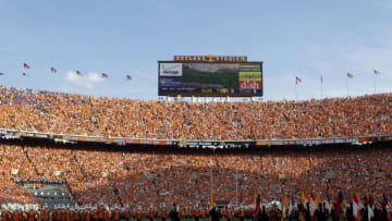 KNOXVILLE, TN - SEPTEMBER 15: A view of the inside of Neyland Stadium during a game between the Florida Gators and Tennessee Volunteers on September 15, 2012 in Knoxville, Tennessee. (Photo by John Sommers II/Getty Images)