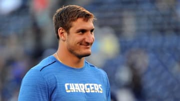 Sep 1, 2016; San Diego, CA, USA; San Diego Chargers defensive end Joey Bosa (99) looks on from the field before the game against the San Francisco 49ers at Qualcomm Stadium. Mandatory Credit: Orlando Ramirez-USA TODAY Sports