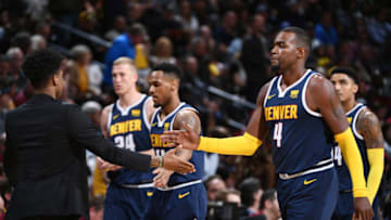 DENVER, CO - APRIL 3: Paul Millsap #4 of the Denver Nuggets seen during the game against the San Antonio Spurs on April 3, 2019 at the Pepsi Center in Denver, Colorado. NOTE TO USER: User expressly acknowledges and agrees that, by downloading and/or using this Photograph, user is consenting to the terms and conditions of the Getty Images License Agreement. Mandatory Copyright Notice: Copyright 2019 NBAE (Photo by Garrett Ellwood/NBAE via Getty Images)