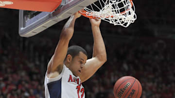 SALT LAKE CITY, UT - FEBRUARY 27: Ryan Anderson #12 of the Arizona Wildcats scores during their game against the Utah Utes at the Jon M. Huntsman Center on February 27, 2016 in Salt Lake City, Utah. (Photo by Gene Sweeney Jr/Getty Images)