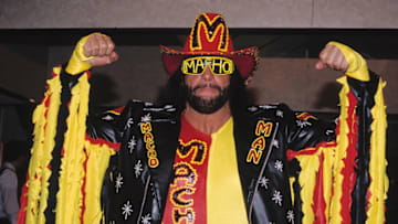 Randy 'Macho Man' Savage attending the N.A.T.P.E. Convention in Las Vegas. (Photo by Walter McBride/Corbis via Getty Images)