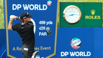 DUBAI, UNITED ARAB EMIRATES - NOVEMBER 19: Thomas Pieters of Belgium tees off during practice prior to the DP World Tour Championship Dubai at Jumeirah Golf Estates on November 19, 2019 in Dubai, United Arab Emirates. (Photo by Andrew Redington/Getty Images)