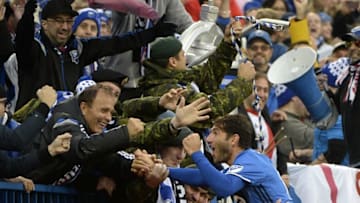Oct 16, 2016; Montreal, Quebec, CAN; Montreal Impact midfielder Ignacio Piatti (10) reacts with the crowd after scoring a goal against the Toronto FC on a penalty kick during the second half at Stade Saputo. Mandatory Credit: Eric Bolte-USA TODAY Sports