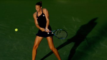 NEW YORK, NEW YORK - AUGUST 23: Karolina Pliskova of Czech Republic returns a shot to Veronika Kudermetova of Russia during the Western & Southern Open at the USTA Billie Jean King National Tennis Center on August 23, 2020 in New York City. (Photo by Matthew Stockman/Getty Images)