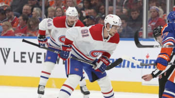 EDMONTON, CANADA - DECEMBER 3: Sean Monahan #91 of the Montreal Canadiens awaits a face off during the game in the first period against the Edmonton Oilers on December 3, 2022 at Rogers Place in Edmonton, Alberta, Canada. (Photo by Lawrence Scott/Getty Images)