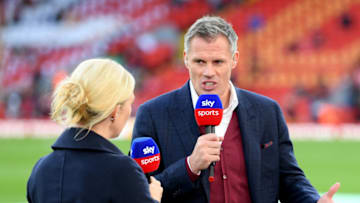LIVERPOOL, ENGLAND - AUGUST 09: Pundit and former Liverpool player Jamie Carragher talks on Sky Sports ahead of the Premier League match between Liverpool FC and Norwich City at Anfield on August 09, 2019 in Liverpool, United Kingdom. (Photo by Michael Regan/Getty Images)