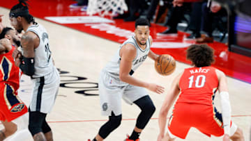 Portland Trail Blazers shooting guard CJ McCollum (3) dribbles the ball against New Orleans Pelicans center Jaxson Hayes Credit: Soobum Im-USA TODAY Sports