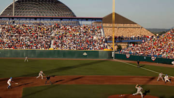 Game 1 of the men's 2010 NCAA College Baseball World Series at Rosenblatt Stadium on June 28, 2010 in Omaha, Nebraska. (Photo by Christian Petersen/Getty Images)
