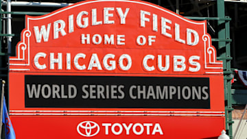 CHICAGO, IL - NOVEMBER 04: The Wrigley Field marquee displays 'World Series Champions' during the 2016 World Series victory parade for the Chicago Cubs on November 4, 2016 in Chicago, Illinois. The Cubs won their first World Series championship in 108 years after defeating the Cleveland Indians 8-7 in Game 7. (Photo by Dylan Buell/Getty Images)