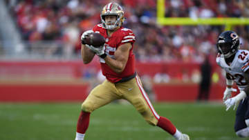 SANTA CLARA, CA - DECEMBER 23: George Kittle #85 of the San Francisco 49ers makes a catch against the Chicago Bears during their NFL game at Levi's Stadium on December 23, 2018 in Santa Clara, California. (Photo by Thearon W. Henderson/Getty Images)