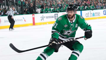 DALLAS, TX - MARCH 31: Tyler Seguin #91 of the Dallas Stars skates against the Minnesota Wild at the American Airlines Center on March 31, 2018 in Dallas, Texas. (Photo by Glenn James/NHLI via Getty Images)