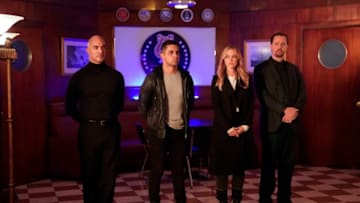 "Musical Chairs" -- The NCIS team investigates the murder of a musician in the Navy's most elite band that performs at diplomatic events around the world, on NCIS, Tuesday, Nov. 19 (8:00-9:00 PM, ET/PT) on the CBS Television Network. Pictured: Eynas Younis as Navy Senior Chief Musician Neil Farzad, Wilmer Valderrama as NCIS Special Agent Nicholas "Nick" Torres, Emily Wickerham as NCIS Special Agent Eleanor "Ellie" Bishop, Sean Murray as NCIS Special Agent Timothy McGee. Photo: Greg Gayne/CBS ©2019 CBS Broadcasting, Inc. All Rights Reserved