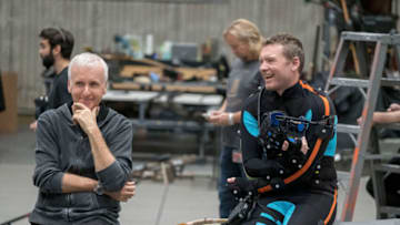 Director James Cameron and actor Sam Worthington behind the scenes of 20th Century Studios' AVATAR 2. Photo by Mark Fellman. © 2022 20th Century Studios. All Rights Reserved.