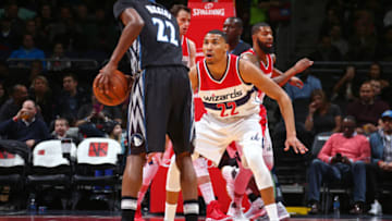 WASHINGTON, DC -  JANUARY 6: Otto Porter Jr. #22 of the Washington Wizards plays defense against Andrew Wiggins #22 of the Minnesota Timberwolves. Copyright 2017 NBAE (Photo by Ned Dishman/NBAE via Getty Images)