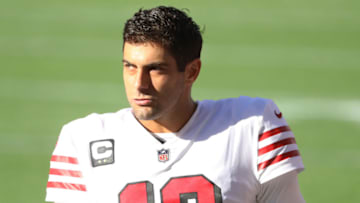 Quarterback Jimmy Garoppolo #10 of the San Francisco 49ers (Photo by Abbie Parr/Getty Images)
