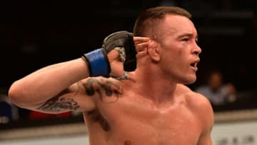 SINGAPORE - JUNE 17: Colby Covington reacts after the conclusion of his welterweight bout against Dong Hyun Kim during the UFC Fight Night event at the Singapore Indoor Stadium on June 17, 2017 in Singapore. (Photo by Brandon Magnus/Zuffa LLC/Zuffa LLC via Getty Images)