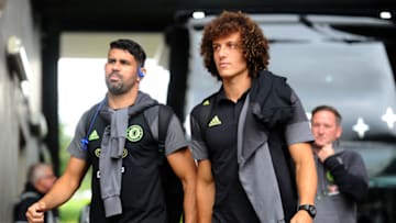 SWANSEA, WALES - SEPTEMBER 11: Chelsea's Diego Costa and David Luiz arrive at the liberty stadiumduring the Premier League match between Swansea and Chelsea at Liberty Stadium on September 11, 2016 in Swansea, Wales. (Photo by Ashley Crowden/CameraSport via Getty Images)