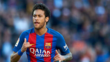 BARCELONA, SPAIN - MAY 06: Neymar Jr of Barcelona celebrates after scoring the first goal during the La Liga match between FC Barcelona and Villarreal CF at Camp Nou Stadium on May 6, 2017 in Barcelona, Spain. (Photo by fotopress/Getty Images)