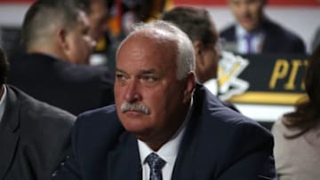CHICAGO, IL - JUNE 24: President of hockey operations John Davidson of the Columbus Blue Jackets looks on from the Blue Jackets draft table during the 2017 NHL Draft at United Center on June 24, 2017 in Chicago, Illinois. (Photo by Dave Sandford/NHLI via Getty Images)
