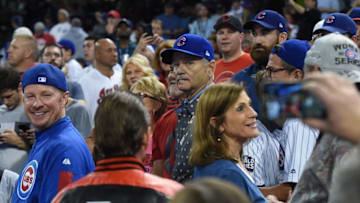 Nov 2, 2016; Cleveland, OH, USA; Movie actor Bill Murray in the stands in game seven of the 2016 World Series between the Chicago Cubs and the Cleveland Indians at Progressive Field. Mandatory Credit: Tommy Gilligan-USA TODAY Sports